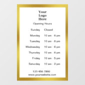 Openingstijden Wit en Goud Werktijden Logo Raamsticker (Vel)