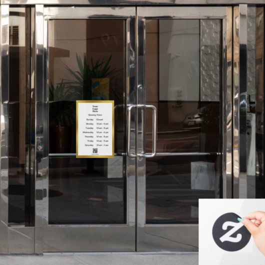Openingstijden Wit Goud Business Logo QR Code Raamsticker (Kantoordeur)