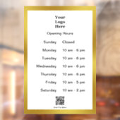 Openingstijden Wit Goud Business Logo QR Code Raamsticker (Vel 2)