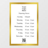 Openingstijden Wit Goud Business Logo QR Code Raamsticker (Vel)