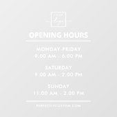 Openingstijden wit of kleur logo raamsticker (Vel)