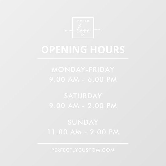 Openingstijden wit of kleur logo raamsticker (Vel)