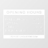 Openingstijden witte en transparante vensterafdekk raamsticker (Vel)