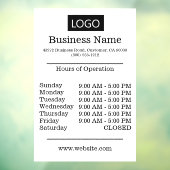 Openingstijden Witte Logo Urinoir Raamsticker (Vel 3)