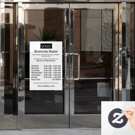 Openingstijden Witte Logo Urinoir Raamsticker (Kantoordeur)