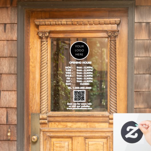 Openingstijden Witte Zakelijk Logo QR Code Raamsticker (Huis Deur)