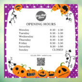Openingstijden | Zakelijk logo opening Halloween Raamsticker (Vel 3)