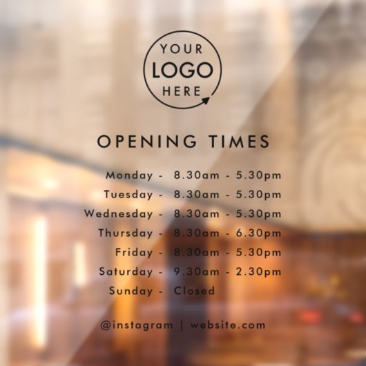 Openingstijden | Zakelijk logo openingstijden mode Raamsticker (Vel 2)