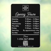 Openingstijden Zakelijk Logo Wit Zwart Script Raamsticker (Vel 3)