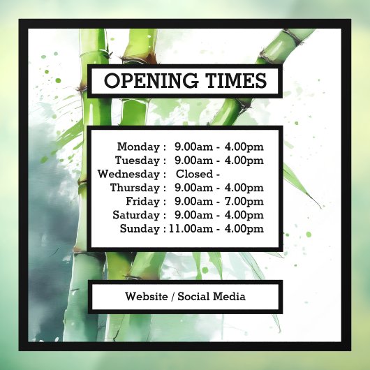 Openingstijden zakelijk venster - deurdisplay raamsticker (Vel 3)