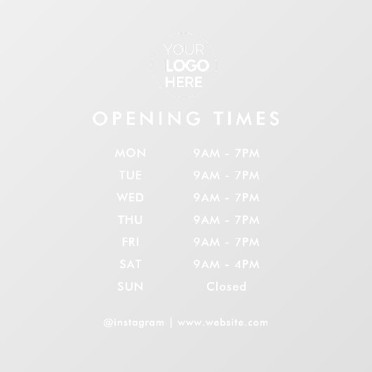 Openingstijden | Zakelijke Logo Openingstijden Raamsticker (Vel)