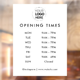 Openingstijden | Zakelijke Logo Openingstijden wit Raamsticker