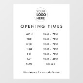 Openingstijden | Zakelijke Logo Openingstijden wit Raamsticker (Vel)