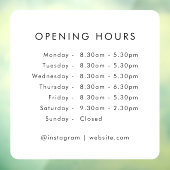 Openingstijden | Zakelijke openingstijden Modern Raamsticker (Vel 3)