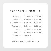 Openingstijden | Zakelijke openingstijden Modern Raamsticker (Vel)