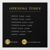 Openingstijden Zakelijke openingstijden Zwart goud Raamsticker (Vel)