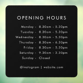 Openingstijden | Zakelijke openingstijden Zwart Raamsticker (Vel 3)