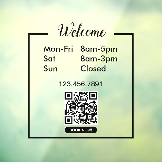 Openingstijden Zakelijke openingstijden Zwart Raamsticker (Vel 3)