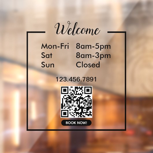 Openingstijden Zakelijke openingstijden Zwart Raamsticker (Vel 2)