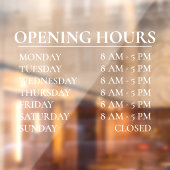 Openingstijden | Zakelijke tijd Open wit teken Raamsticker (Vel 2)