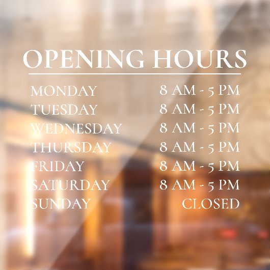 Openingstijden | Zakelijke tijd Open wit teken Raamsticker (Vel 2)