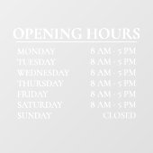 Openingstijden | Zakelijke tijd Open wit teken Raamsticker (Vel)