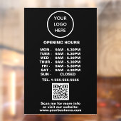 Openingstijden Zwart Bedrijfslogo QR-code Raamsticker (Vel 2)
