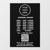 Openingstijden Zwart Bedrijfslogo QR-code Raamsticker (Vel)