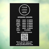 Openingstijden Zwart Bedrijfslogo QR-code Raamsticker (Vel 3)