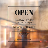 Openingstijden zwart transparant openingsuren raamsticker (Vel 2)
