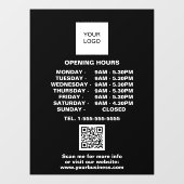 Openingstijden Zwarte Business Logo QR Code Raamsticker (Vel)