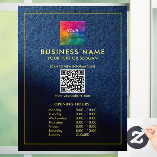 Openingsuren Aangepast Upload uw logo QR-code Raamsticker (Huis)