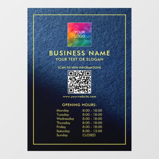 Openingsuren Aangepaste Upload Uw Logo QR-code Raamsticker (Vel)
