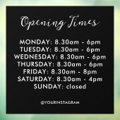 Openingsuren bedrijf zwart modern minimalistisch raamsticker (Vel 3)