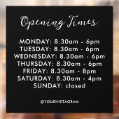 Openingsuren bedrijf zwart modern minimalistisch raamsticker (Vel 2)