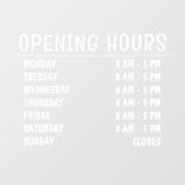 Openingsuren | Bedrijfs wit schrift Raamsticker (Vel)