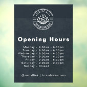 Openingsuren - Bedrijfslogo Openingsuren Zwart Raamsticker (Vel 3)