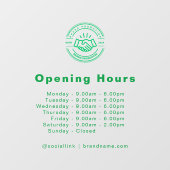 Openingsuren Bedrijfslogo Transparant Groen Raamsticker (Vel)