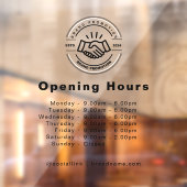 Openingsuren Bedrijfslogo Transparant Zwart Raamsticker (Vel 2)