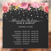 Openingsuren Black Pink Bloem Diamonds Glitter Raamsticker (Vel 2)