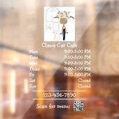 Openingsuren Cat Cafe Coffee Shop Raamsticker (Vel 2)