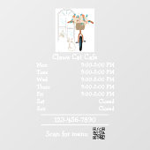 Openingsuren Cat Cafe Coffee Shop Raamsticker (Vel)