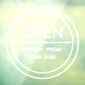 Openingsuren Cirkel Raamsticker (Vel 3)