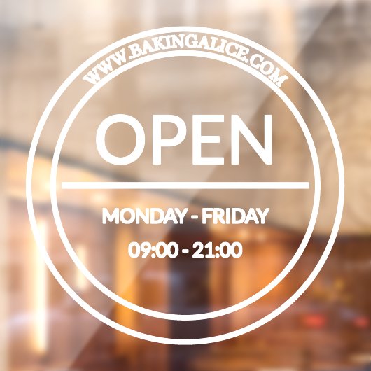 Openingsuren Cirkel Raamsticker (Vel 2)