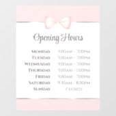 Openingsuren Coquette Roze Strik Raamsticker (Vel)