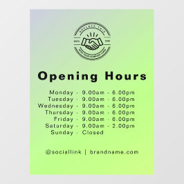 Openingsuren Elegant Script Kleine Zakelijke Logo Raamsticker