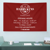 Openingsuren herenkapper aangepast spandoek (Beurs)