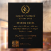 Openingsuren herenkapper goud zwart logo QR CODE Raamsticker (Vel 2)