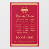 Openingsuren Klassiek bedrijfslogo Rood Raamsticker (Vel)