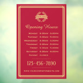 Openingsuren Klassiek bedrijfslogo Rood Raamsticker (Vel 3)